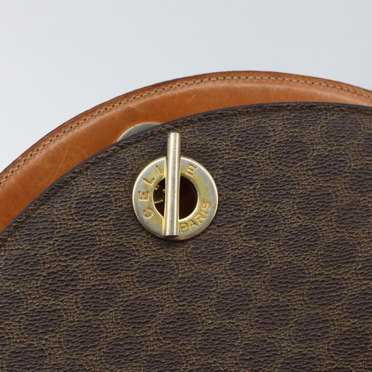 CELINE Macadam Canvas Shoulder Bag PVC Leather Brown Gold Auth 155469