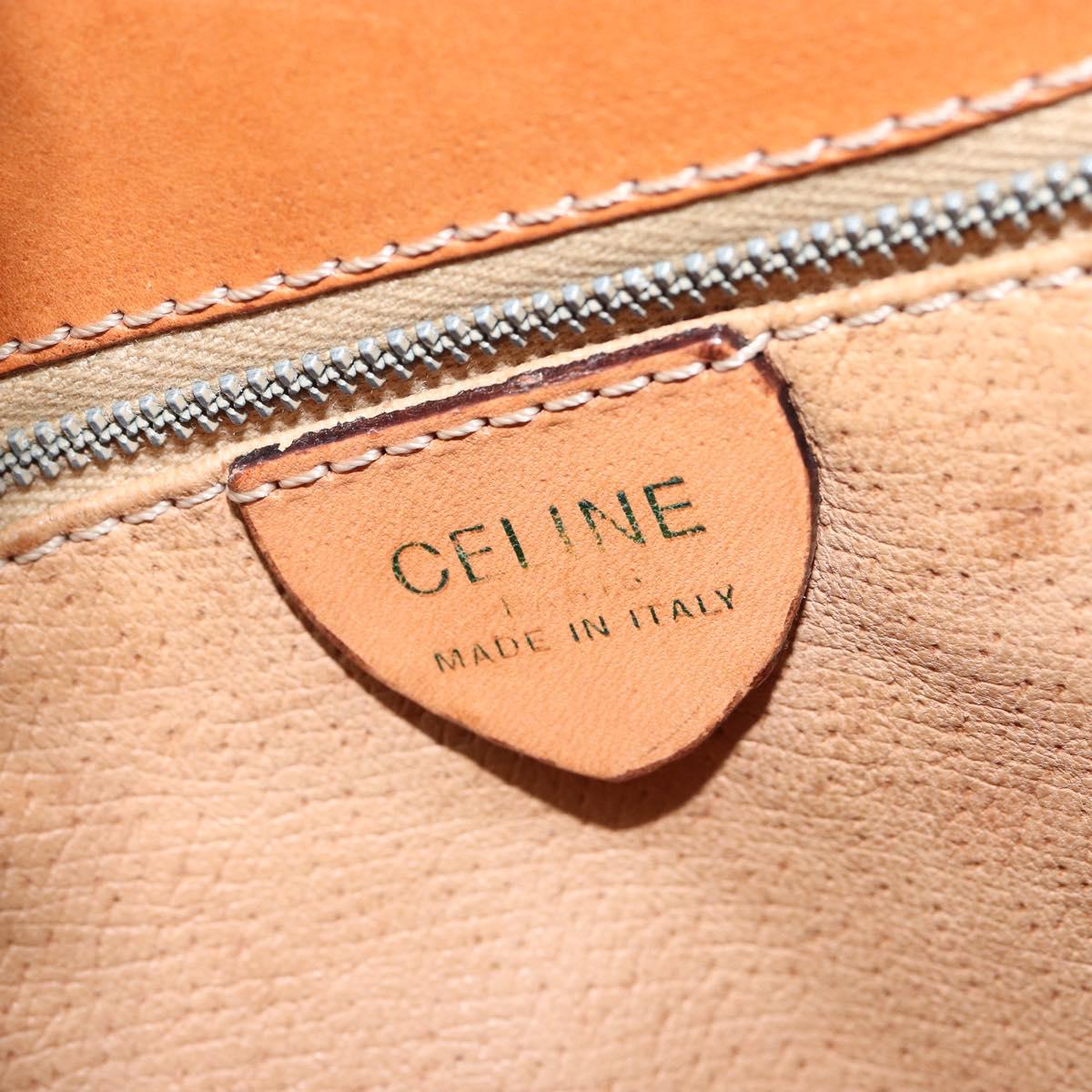 CELINE Macadam Canvas Shoulder Bag PVC Leather Brown Gold Auth 155469