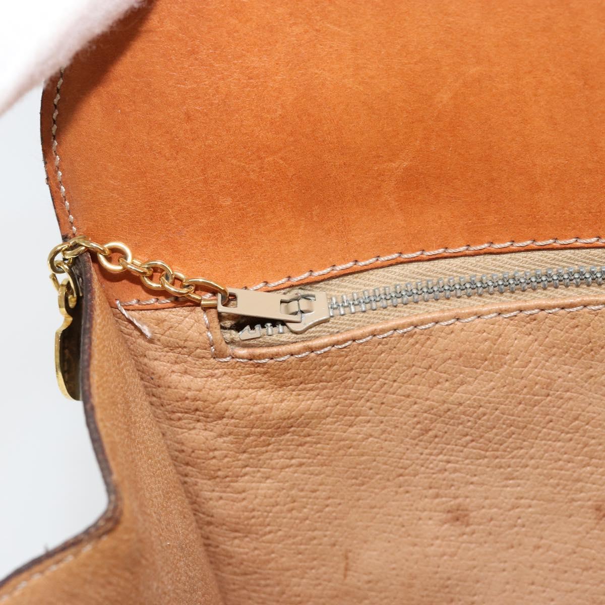 CELINE Macadam Canvas Shoulder Bag PVC Leather Brown Gold Auth 155469