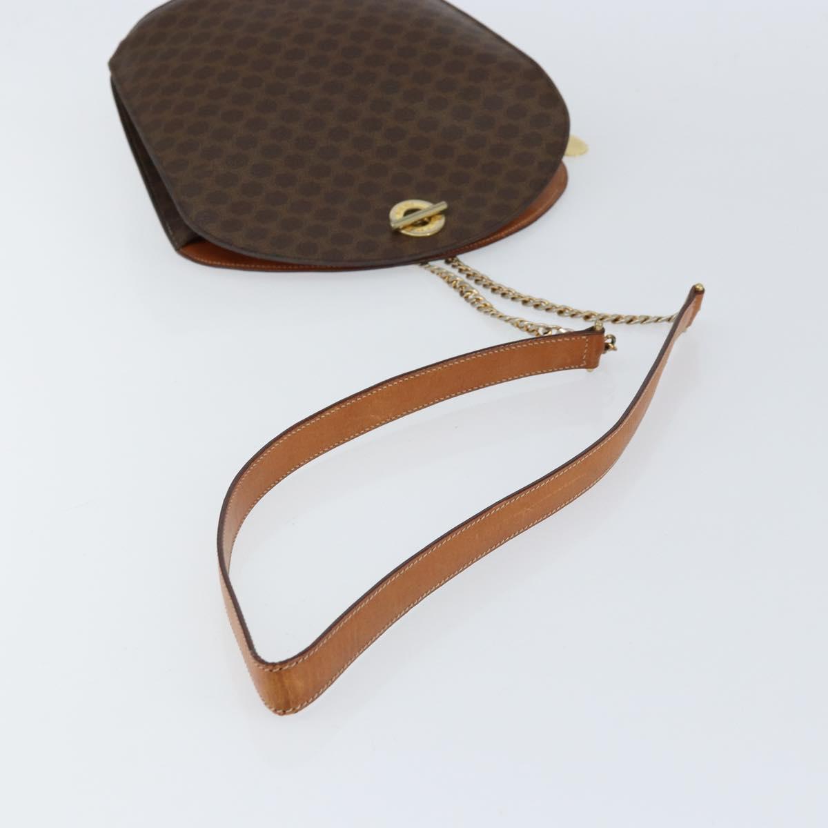 CELINE Macadam Canvas Shoulder Bag PVC Leather Brown Gold Auth 155469