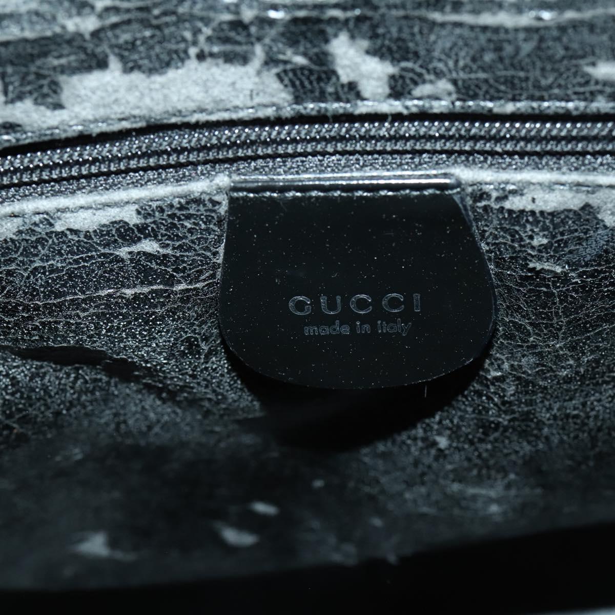 GUCCI Hand Bag Patent leather 2way Black Silver 000 2058 0504 5 Auth 155470