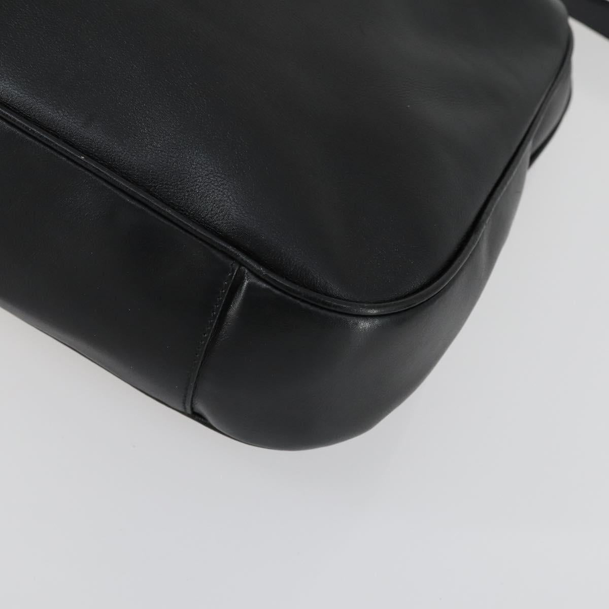 GUCCI Bamboo Shoulder Bag Leather 2way Black Gold 001 1577 Auth 155471