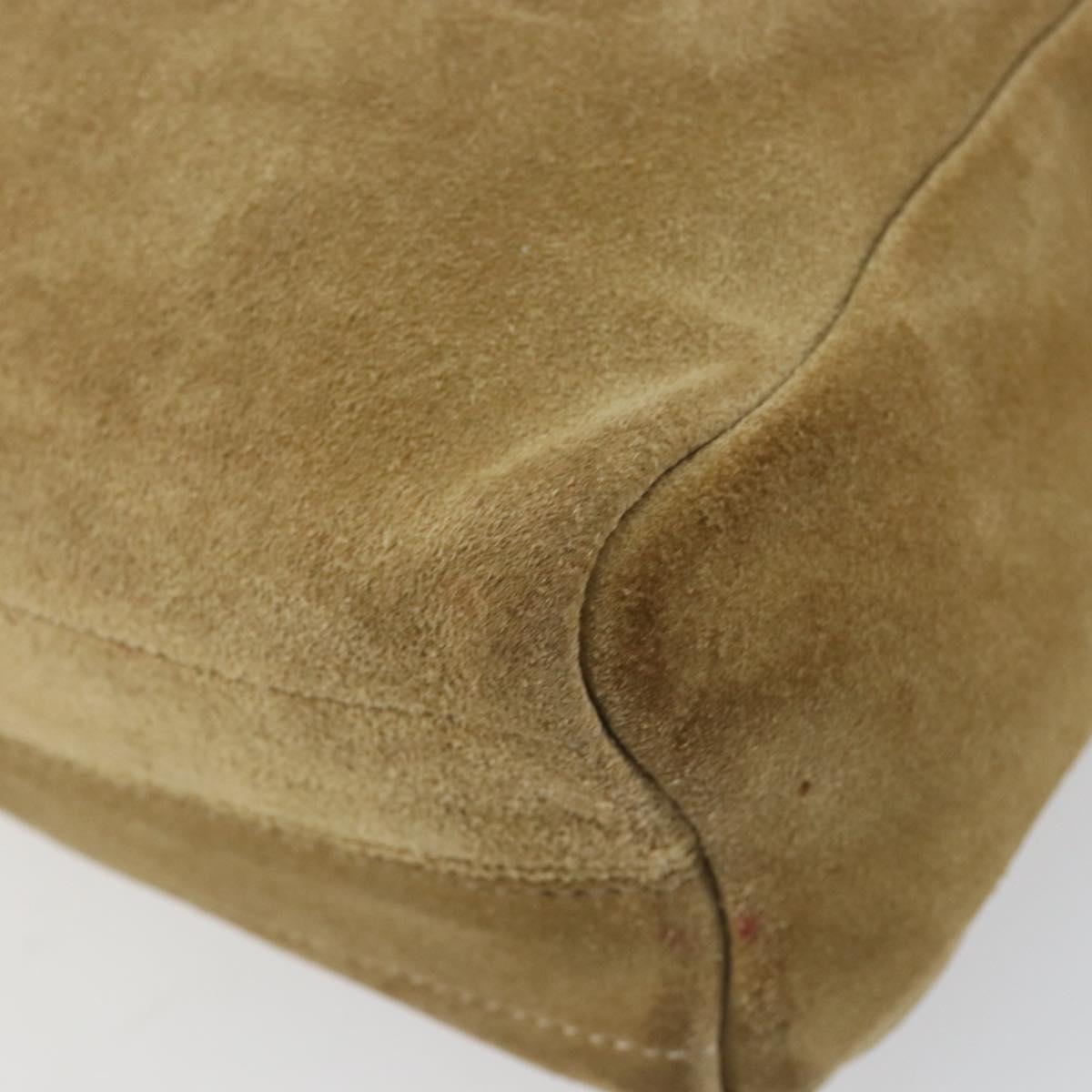 LOEWE Anagram Shoulder Bag Suede Beige Gold Auth 155473