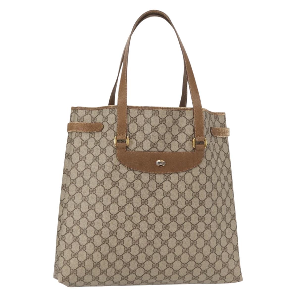 GUCCI GG Supreme Tote Bag PVC Beige Gold 39 02 061 Auth 155474