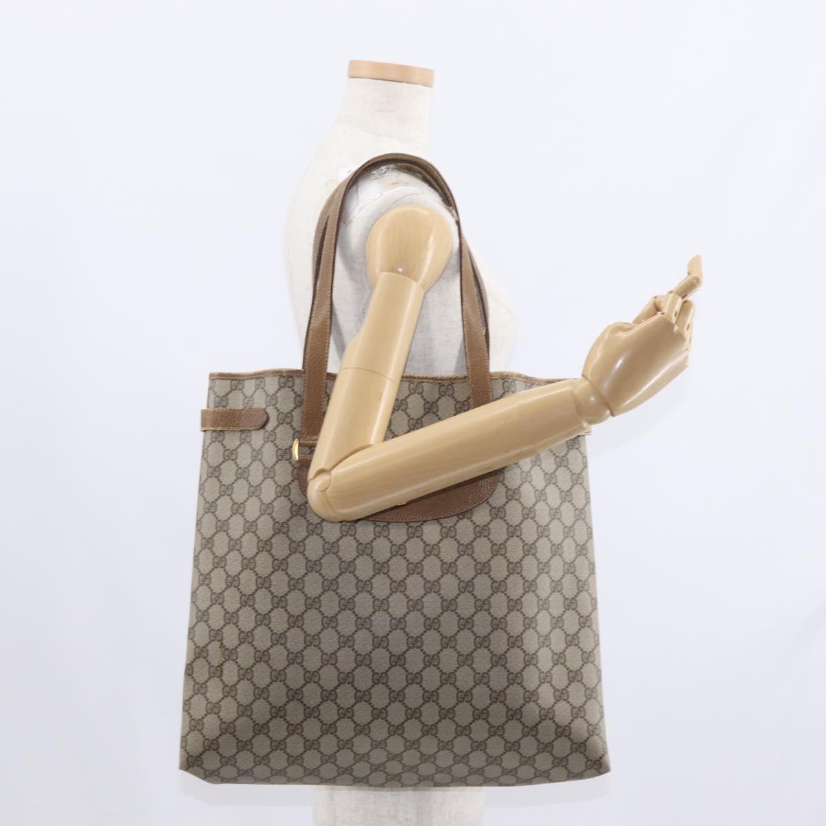 GUCCI GG Supreme Tote Bag PVC Beige Gold 39 02 061 Auth 155474