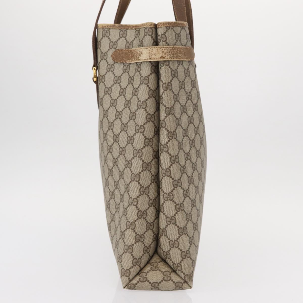 GUCCI GG Supreme Tote Bag PVC Beige Gold 39 02 061 Auth 155474