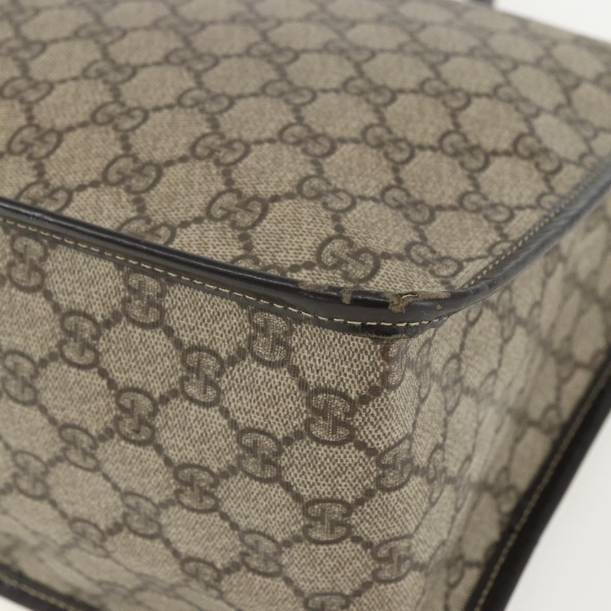 GUCCI GG Supreme Hand Bag PVC Beige Gold 190259 Auth 155475