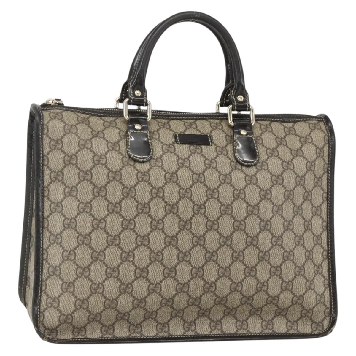 GUCCI GG Supreme Hand Bag PVC Beige Gold 190259 Auth 155475