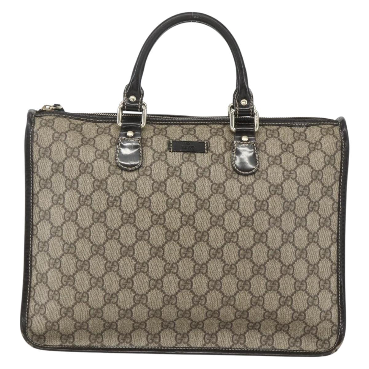 GUCCI GG Supreme Hand Bag PVC Beige Gold 190259 Auth 155475