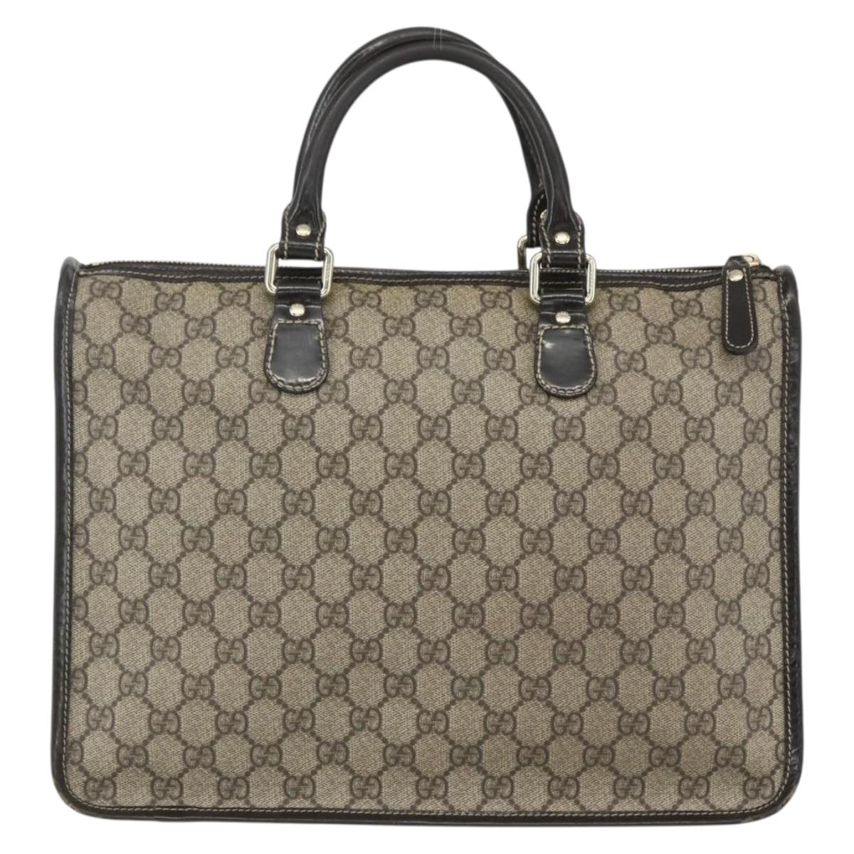 GUCCI GG Supreme Hand Bag PVC Beige Gold 190259 Auth 155475