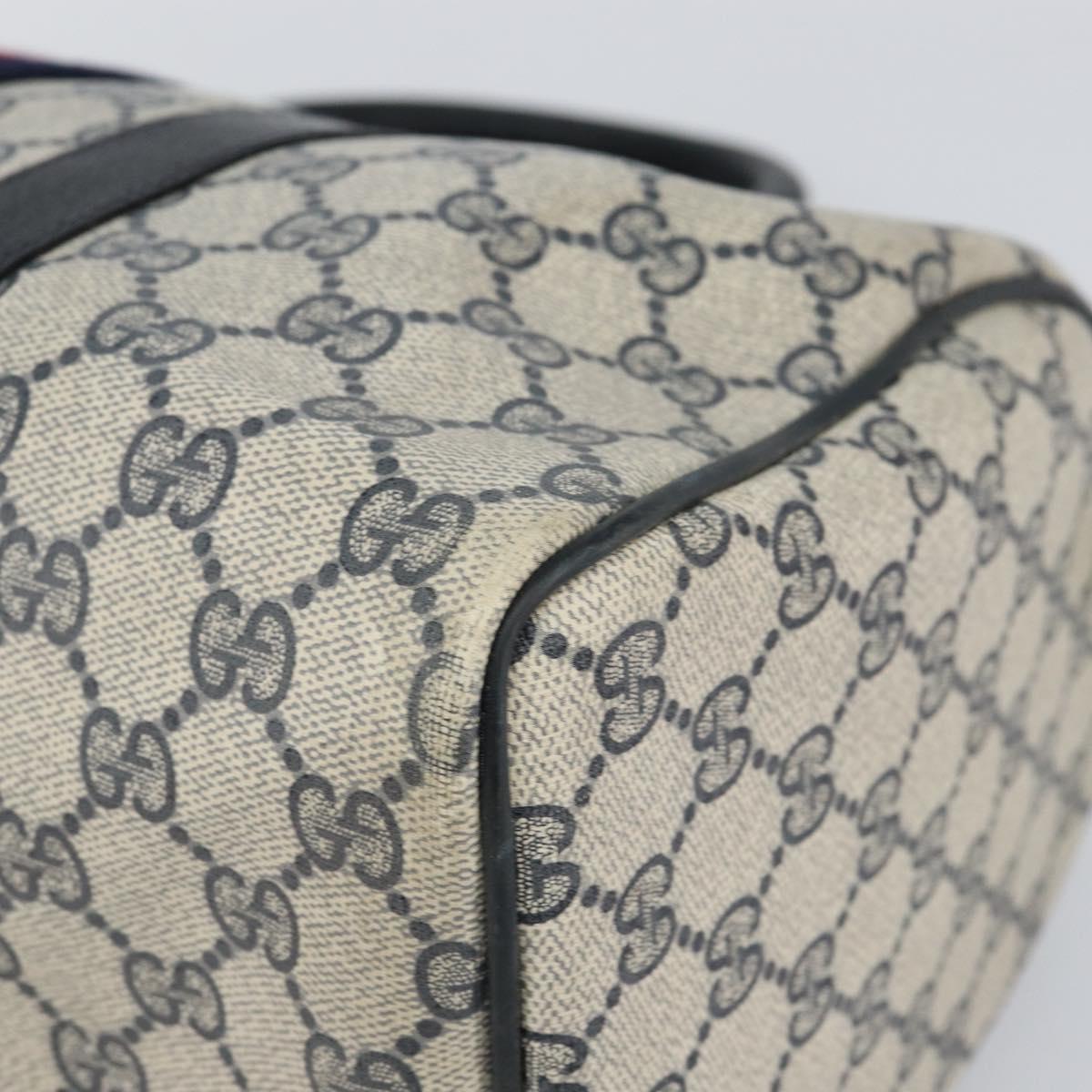 GUCCI GG Supreme Sherry Line Hand Bag PVC Navy Gold 20 001 302 Auth 155476