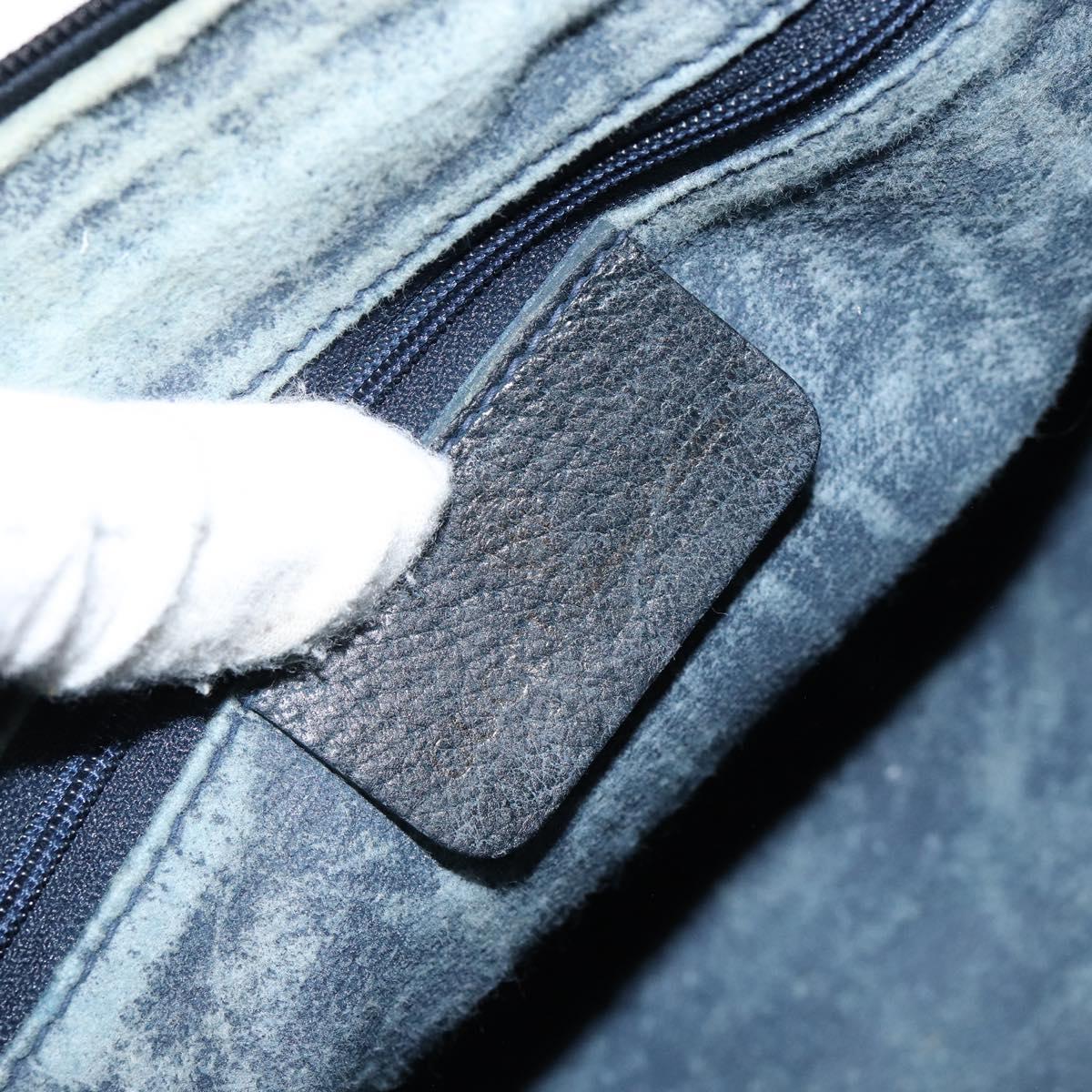 GUCCI GG Supreme Sherry Line Hand Bag PVC Navy Gold 20 001 302 Auth 155476