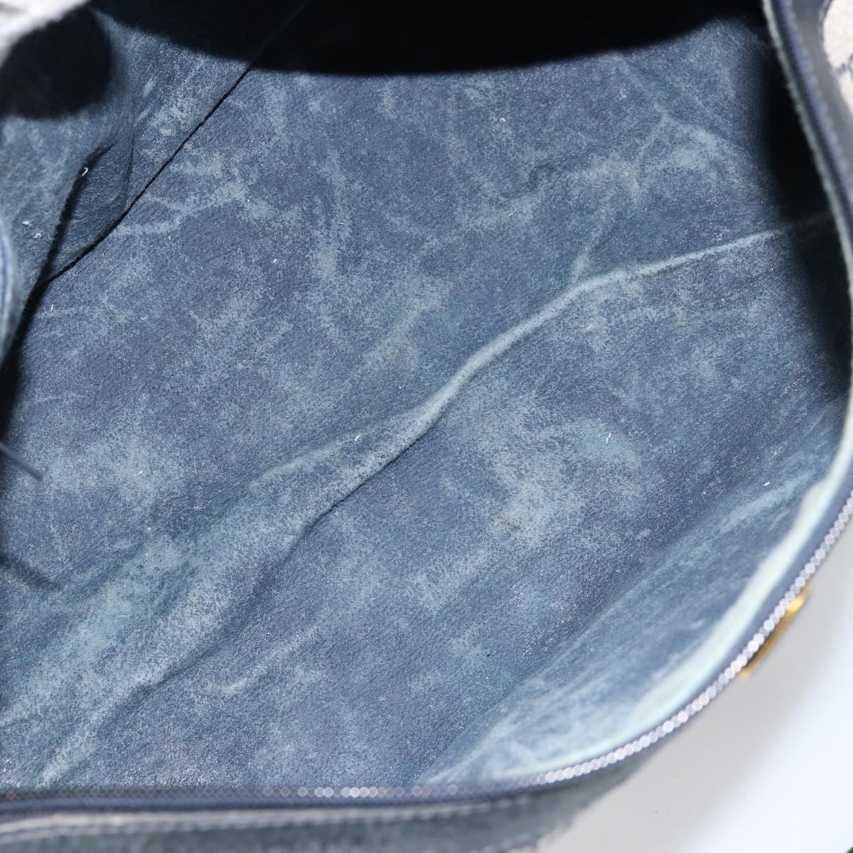 GUCCI GG Supreme Sherry Line Hand Bag PVC Navy Gold 20 001 302 Auth 155476