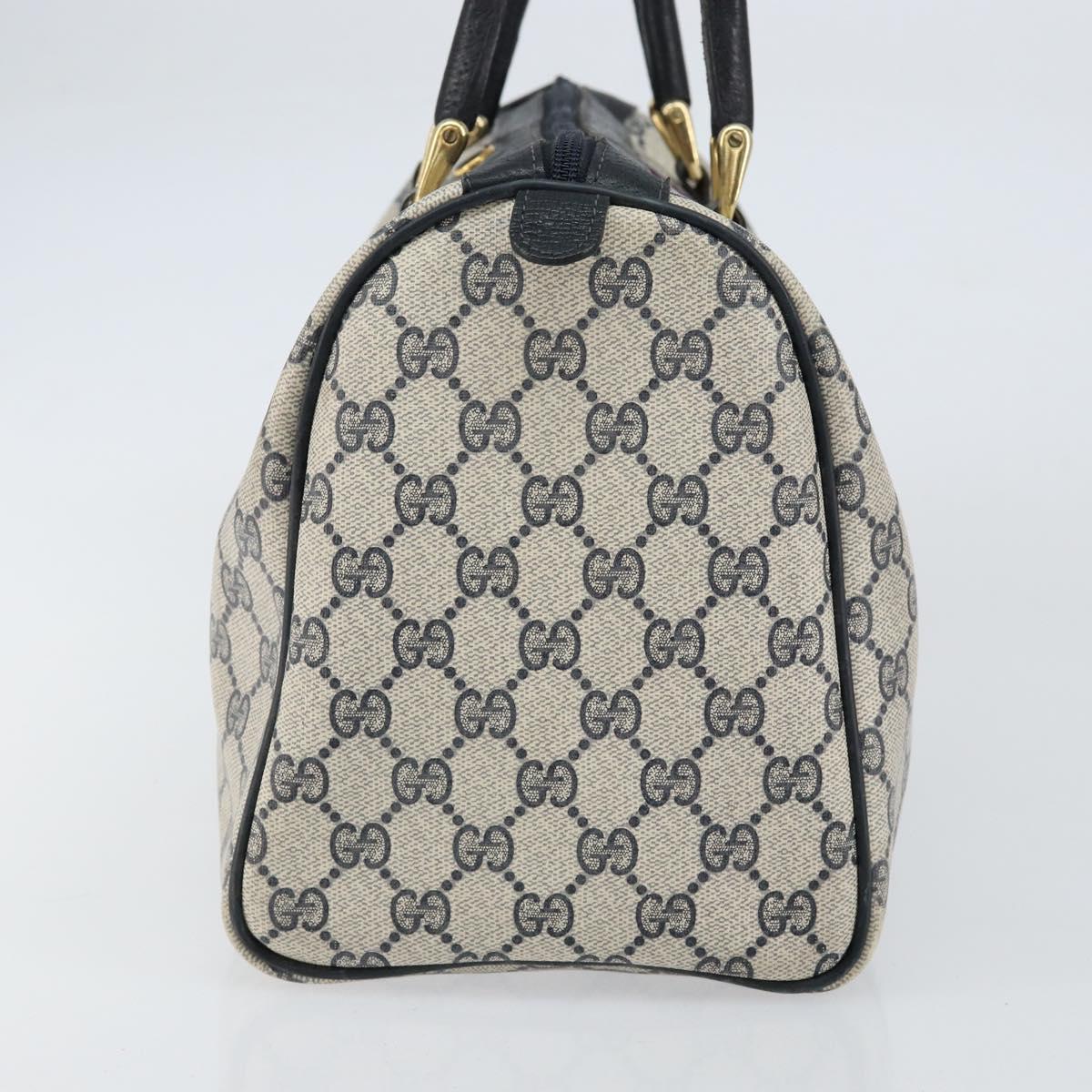 GUCCI GG Supreme Sherry Line Hand Bag PVC Navy Gold 20 001 302 Auth 155476
