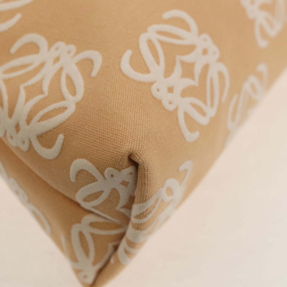 LOEWE Anagram Hand Bag Canvas Beige Gold Auth 155478V