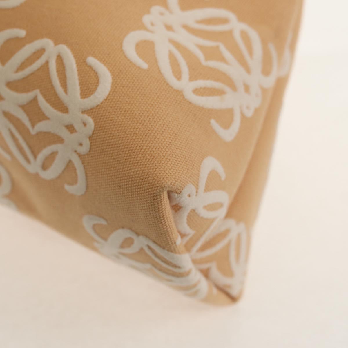 LOEWE Anagram Hand Bag Canvas Beige Gold Auth 155478V