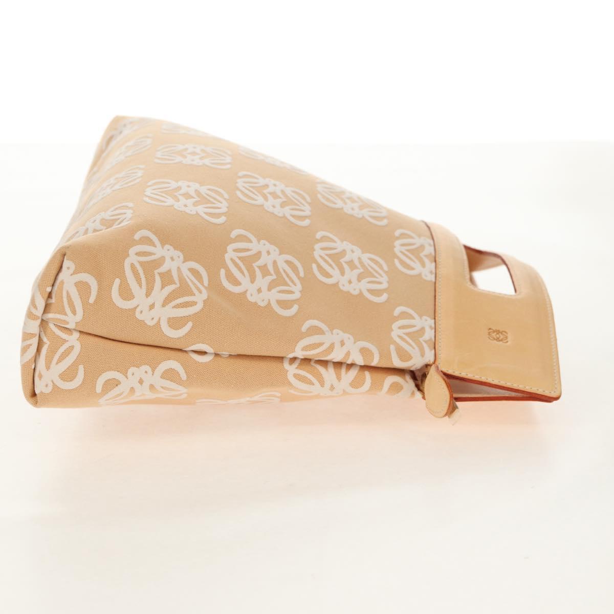 LOEWE Anagram Hand Bag Canvas Beige Gold Auth 155478V