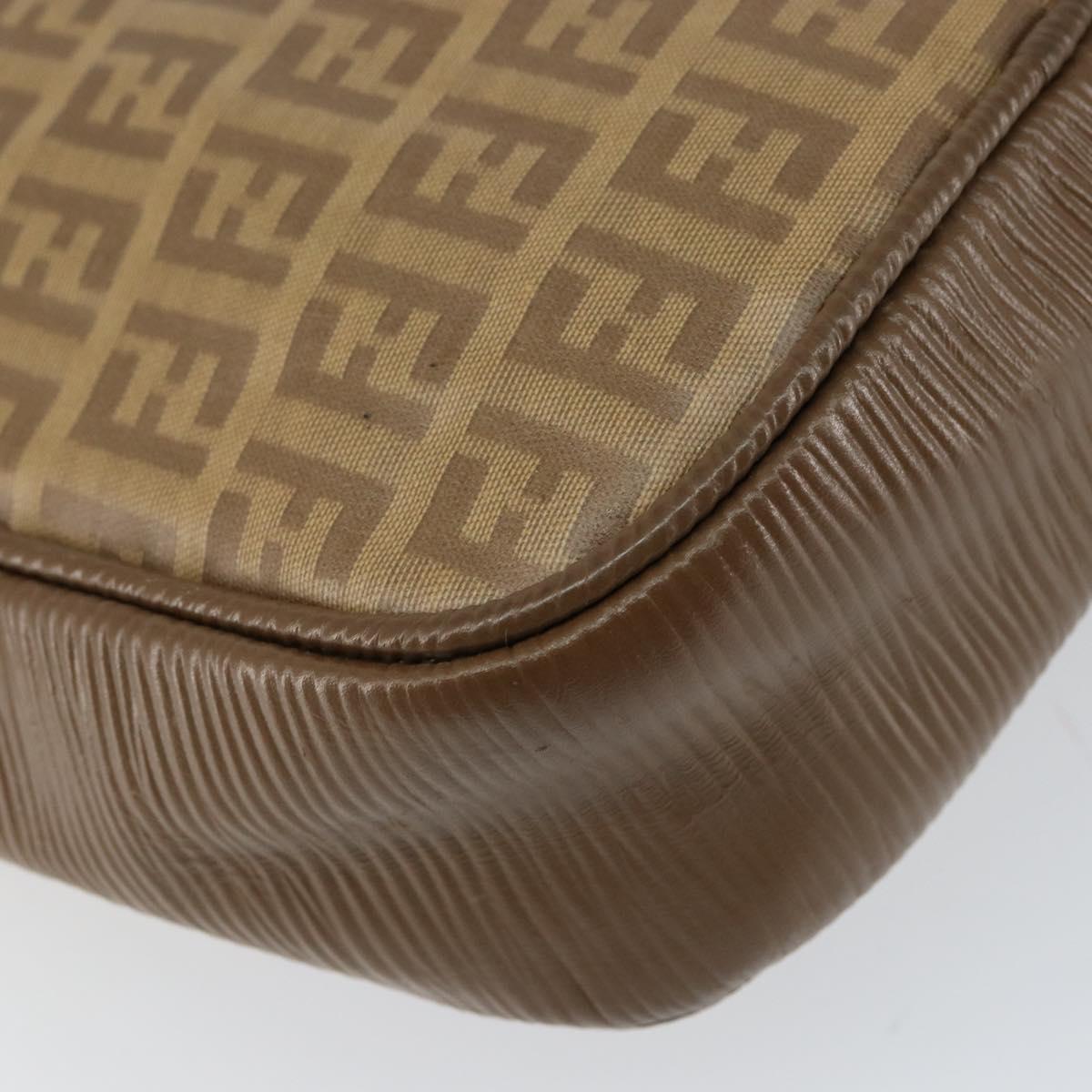 FENDI Zucchino Canvas Shoulder Bag Coated Canvas Beige Auth 155500