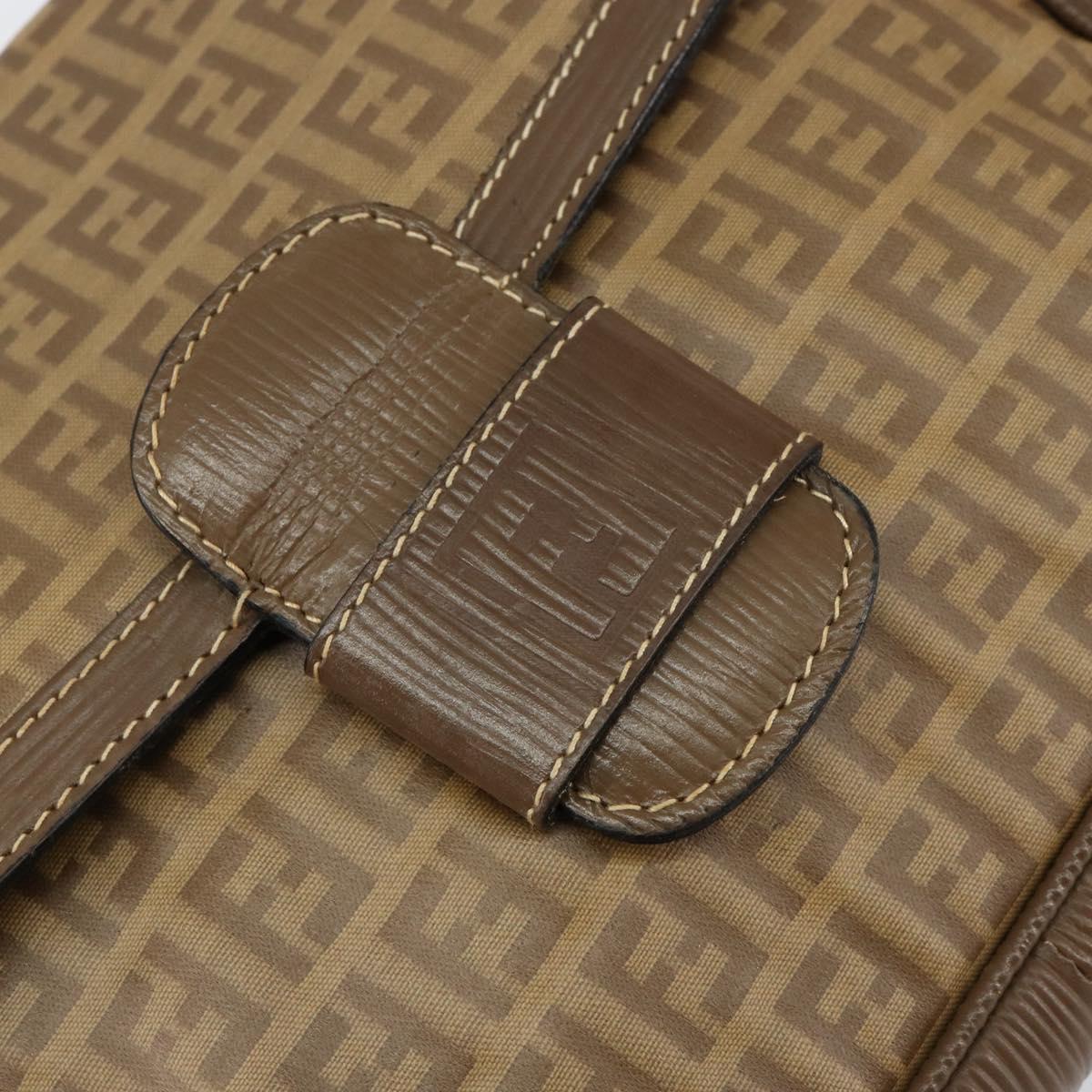 FENDI Zucchino Canvas Shoulder Bag Coated Canvas Beige Auth 155500