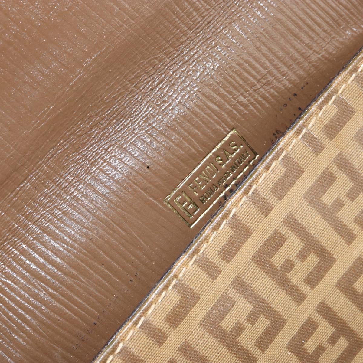 FENDI Zucchino Canvas Shoulder Bag Coated Canvas Beige Auth 155500