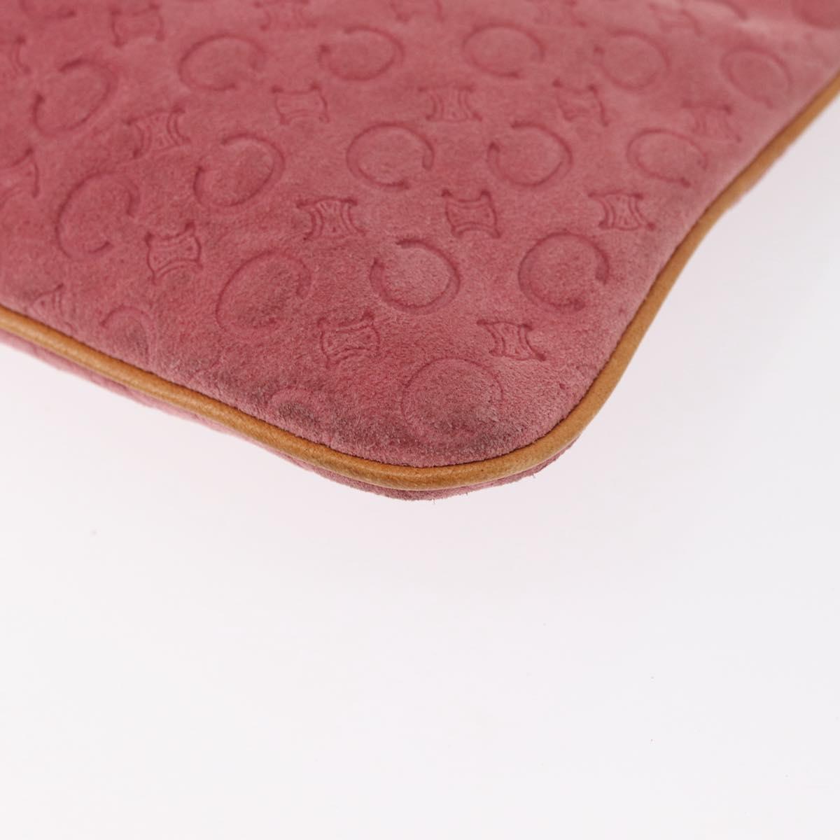 CELINE C Macadam Canvas Shoulder Bag Suede Pink Gold Auth 155501