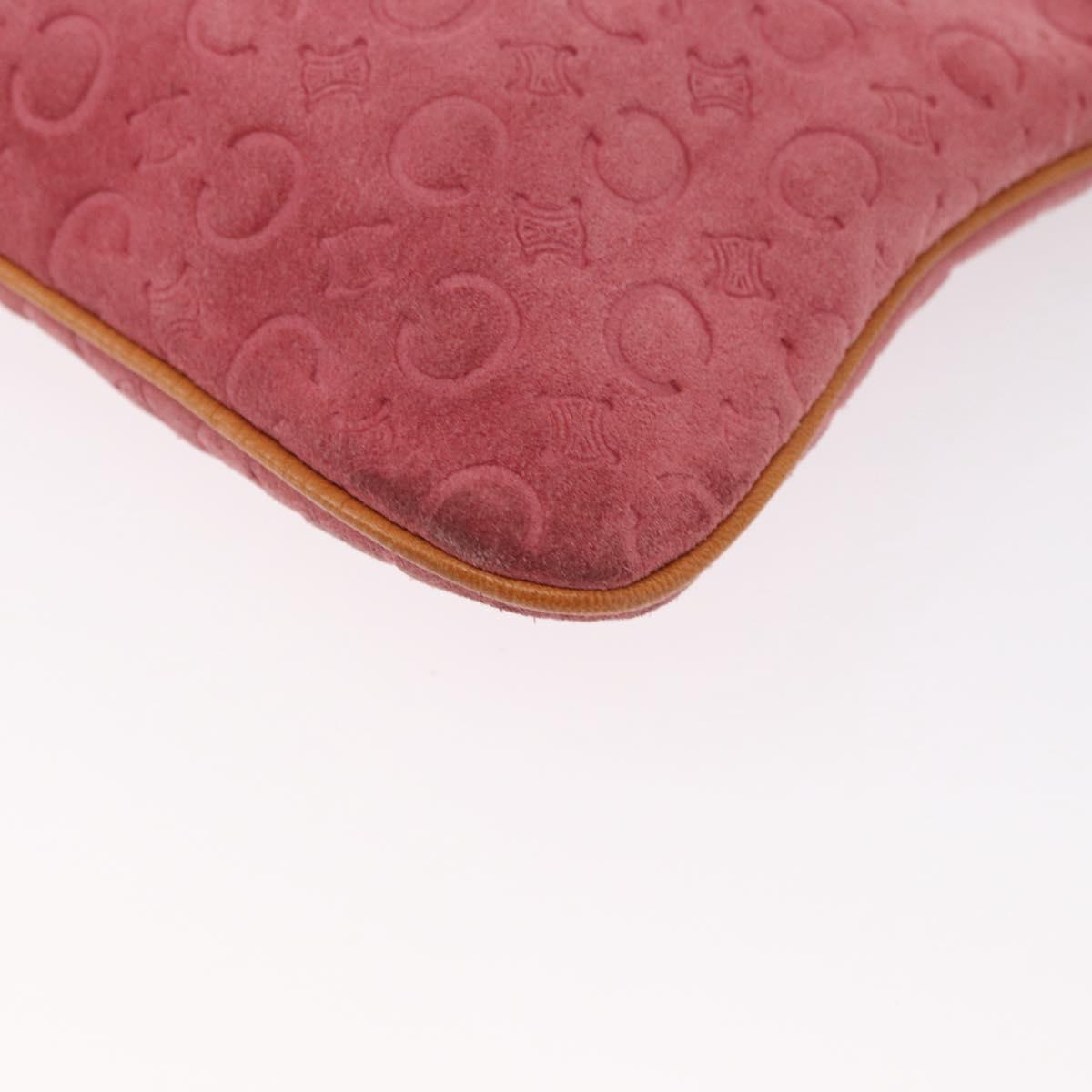 CELINE C Macadam Canvas Shoulder Bag Suede Pink Gold Auth 155501