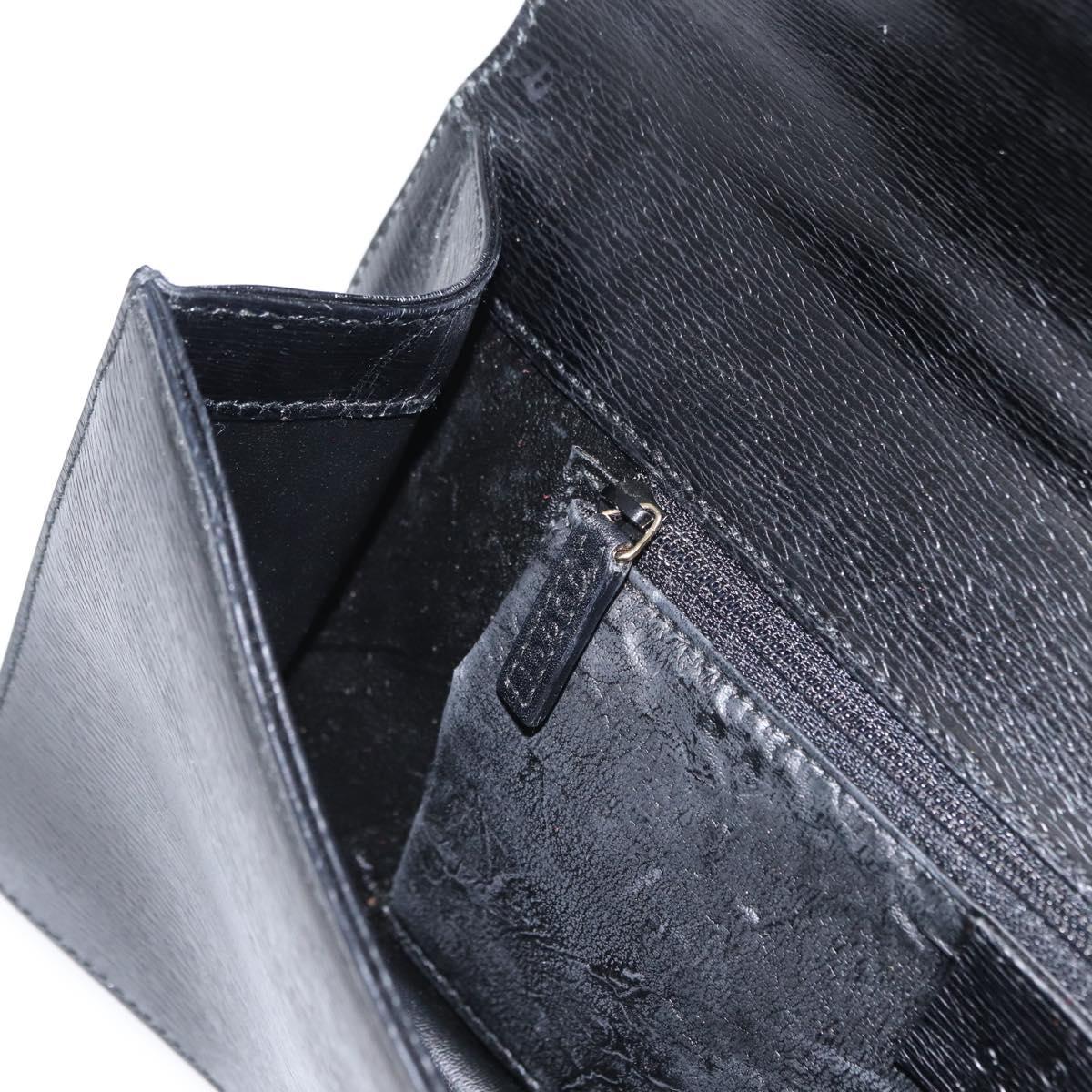 GUCCI Shoulder Bag Leather Black Gold 001 4045 Auth 155502