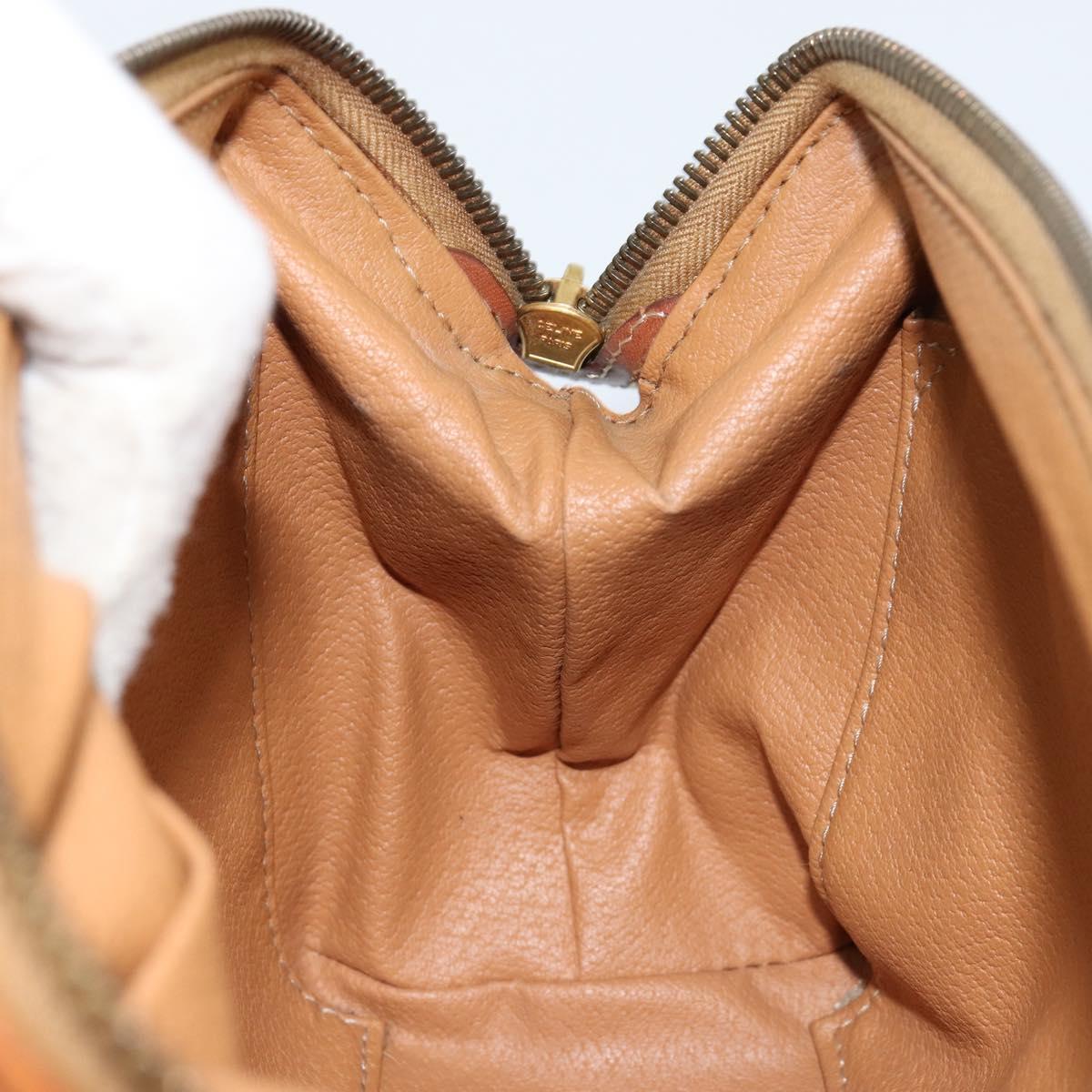 CELINE Macadam Canvas Pouch PVC Leather Brown Gold Auth 155503