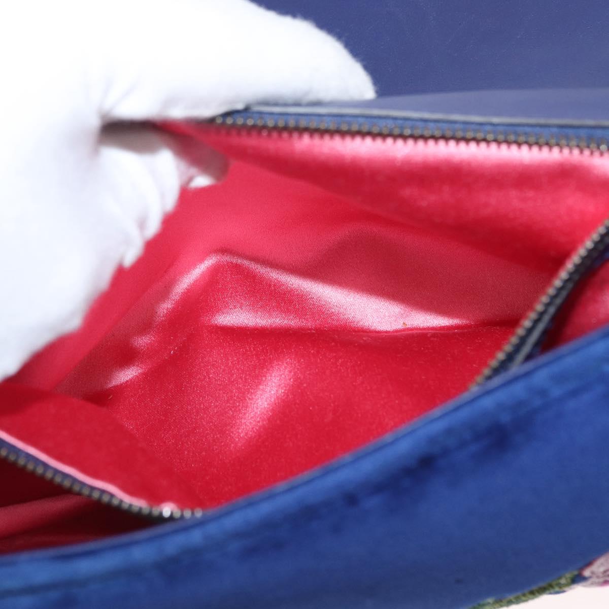 GUCCI Chain MODERN GG Marmont Shoulder Bag Velor Blue Gold 443496 Auth 155504