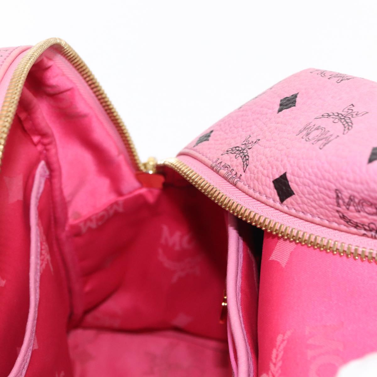 MCM Vicetos Logogram 360 Backpack PVC Leather Pink Gold Silver Auth 155541