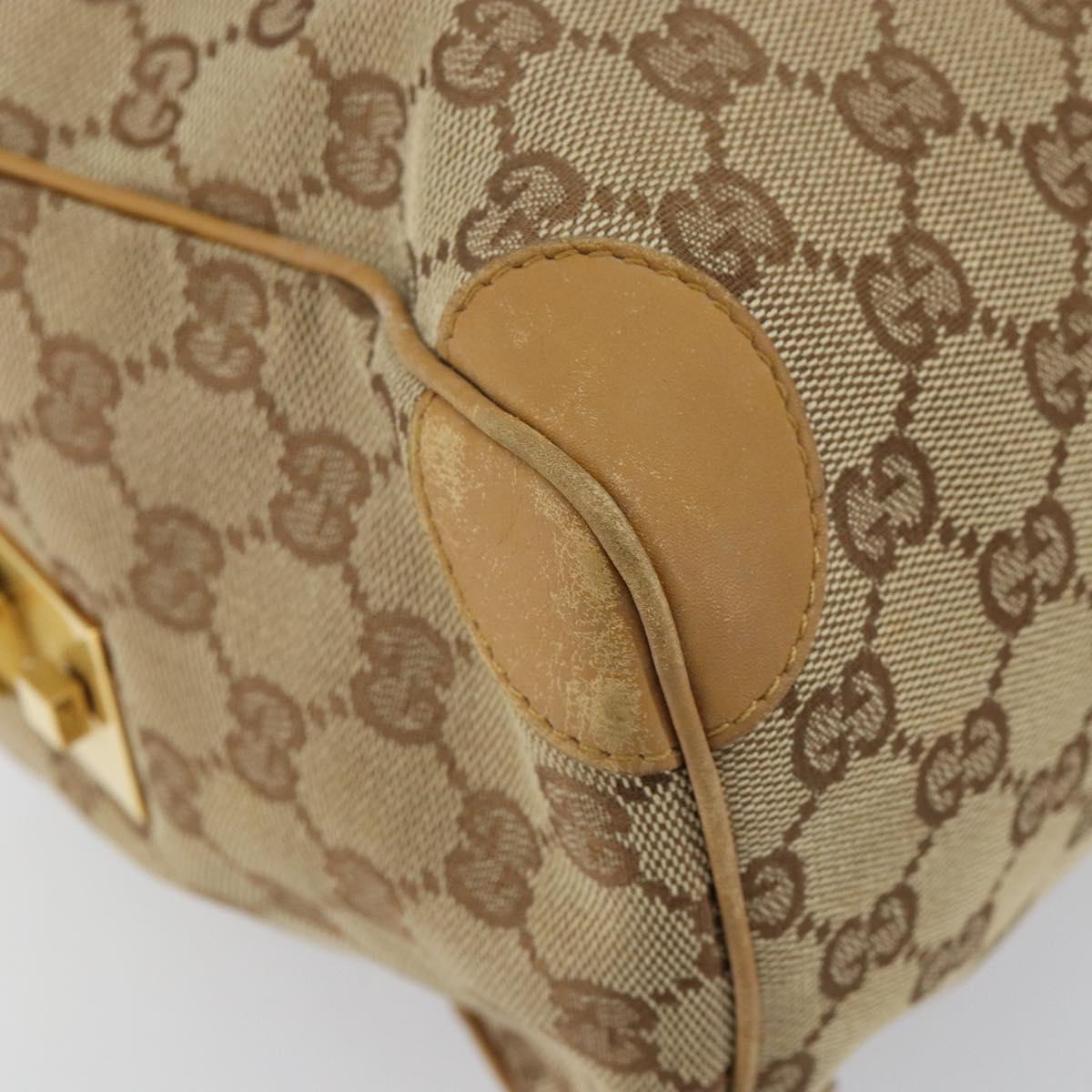 GUCCI GG Canvas Sherry Line Hand Bag Beige Gold 000 0846 Auth 155543