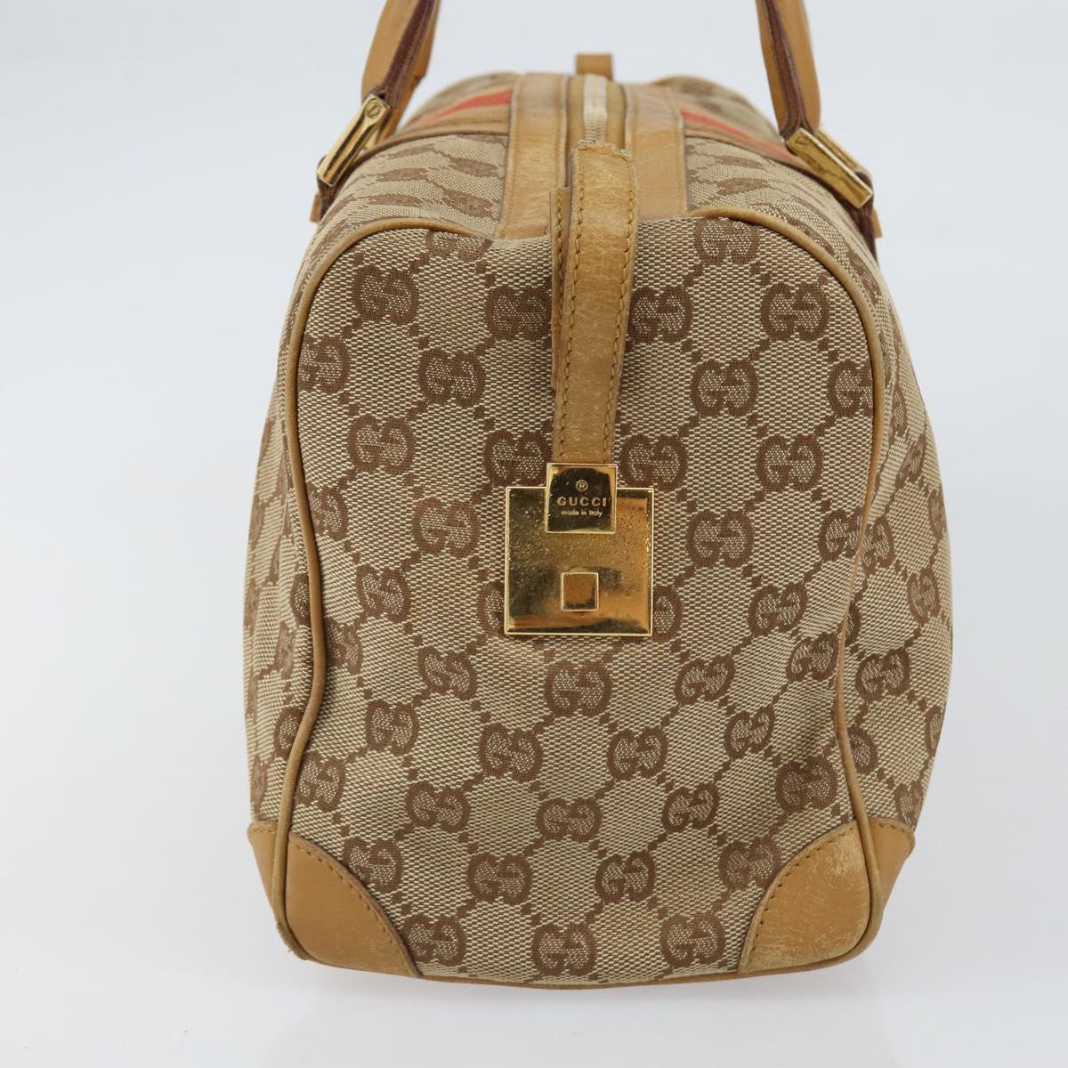 GUCCI GG Canvas Sherry Line Hand Bag Beige Gold 000 0846 Auth 155543