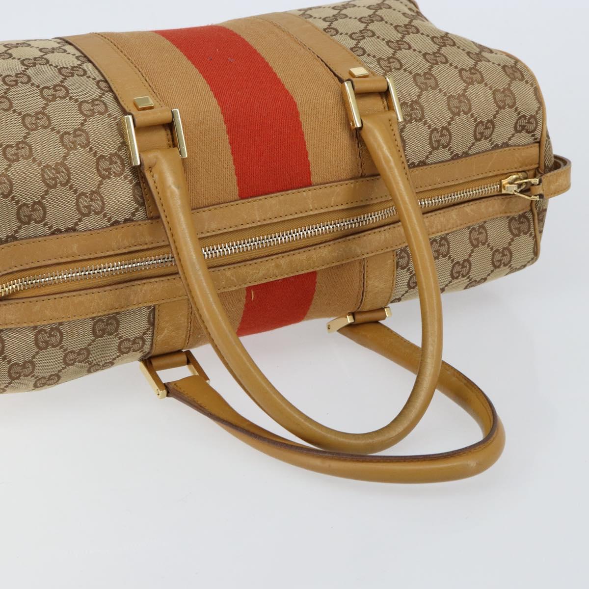 GUCCI GG Canvas Sherry Line Hand Bag Beige Gold 000 0846 Auth 155543