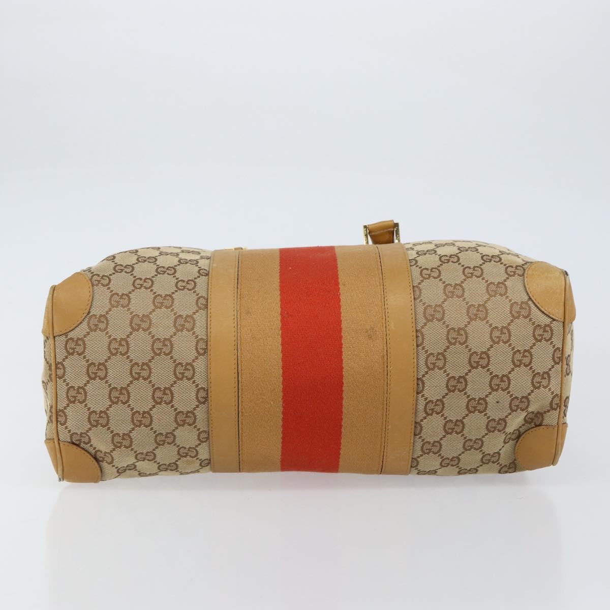 GUCCI GG Canvas Sherry Line Hand Bag Beige Gold 000 0846 Auth 155543