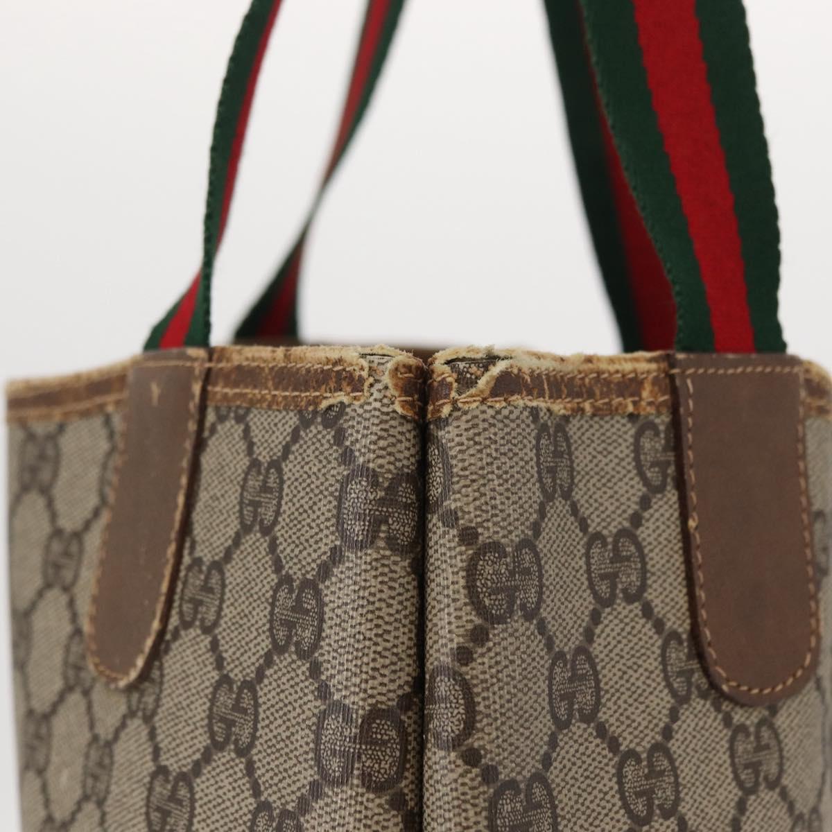 GUCCI GG Supreme Web Sherry Line Tote Bag PVC Beige Gold 39 02 003 Auth 155545