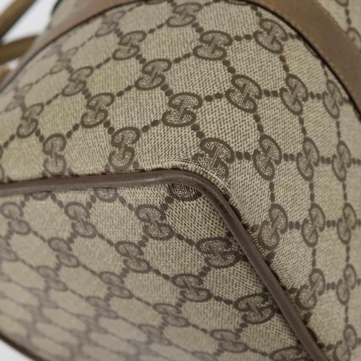 GUCCI GG Supreme Web Sherry Line Boston Bag PVC Beige 116 02 007 Auth 155547