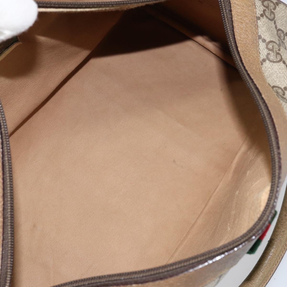 GUCCI GG Supreme Web Sherry Line Boston Bag PVC Beige 116 02 007 Auth 155547