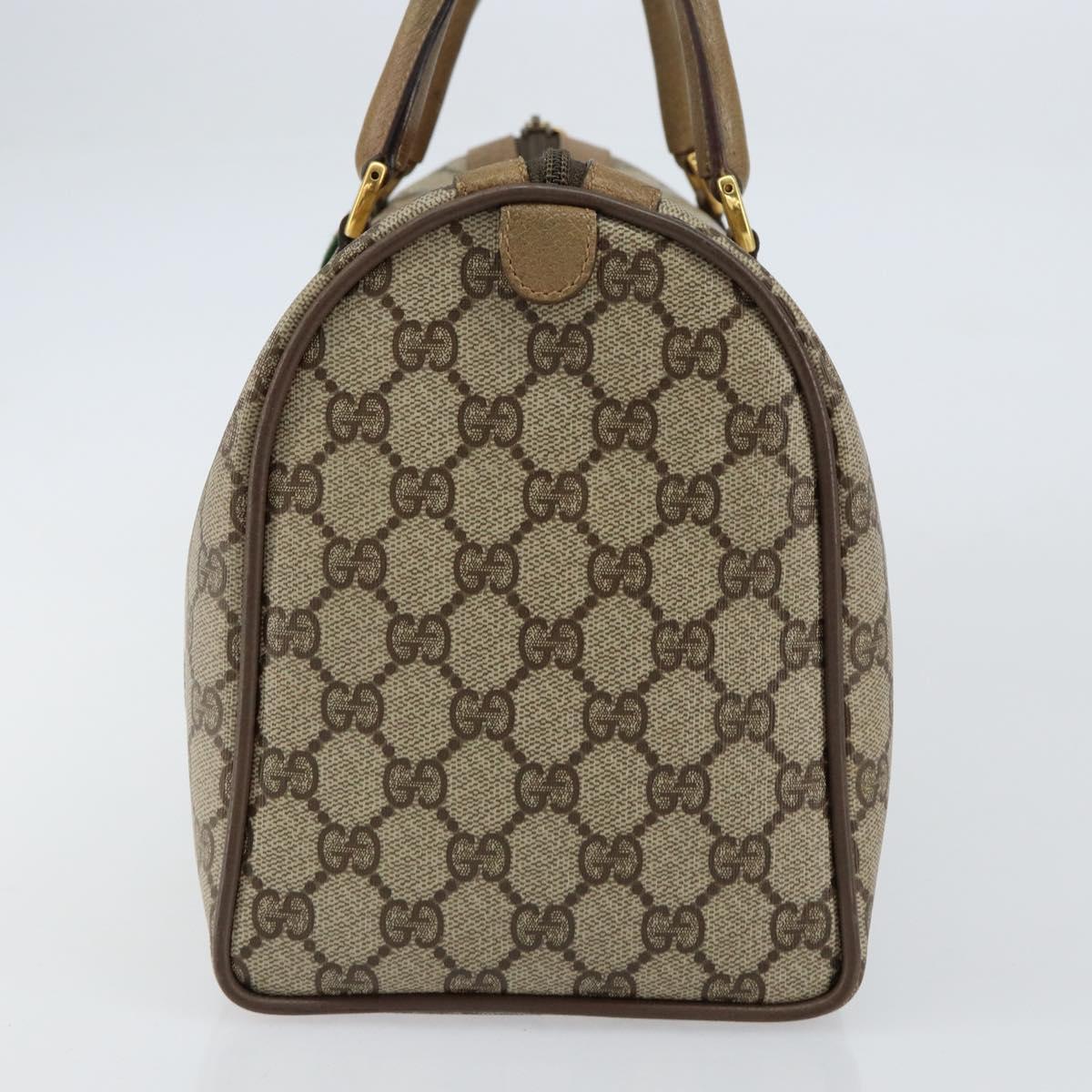 GUCCI GG Supreme Web Sherry Line Boston Bag PVC Beige 116 02 007 Auth 155547