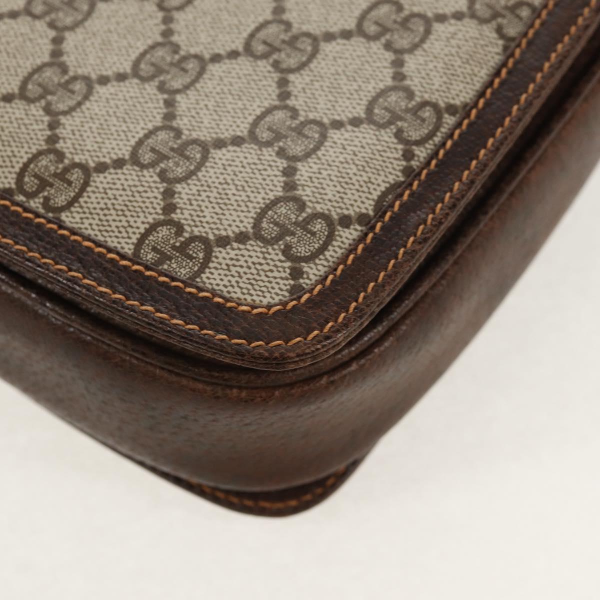 GUCCI GG Supreme Web Sherry Line Shoulder Bag PVC Beige Gold Auth 155549V