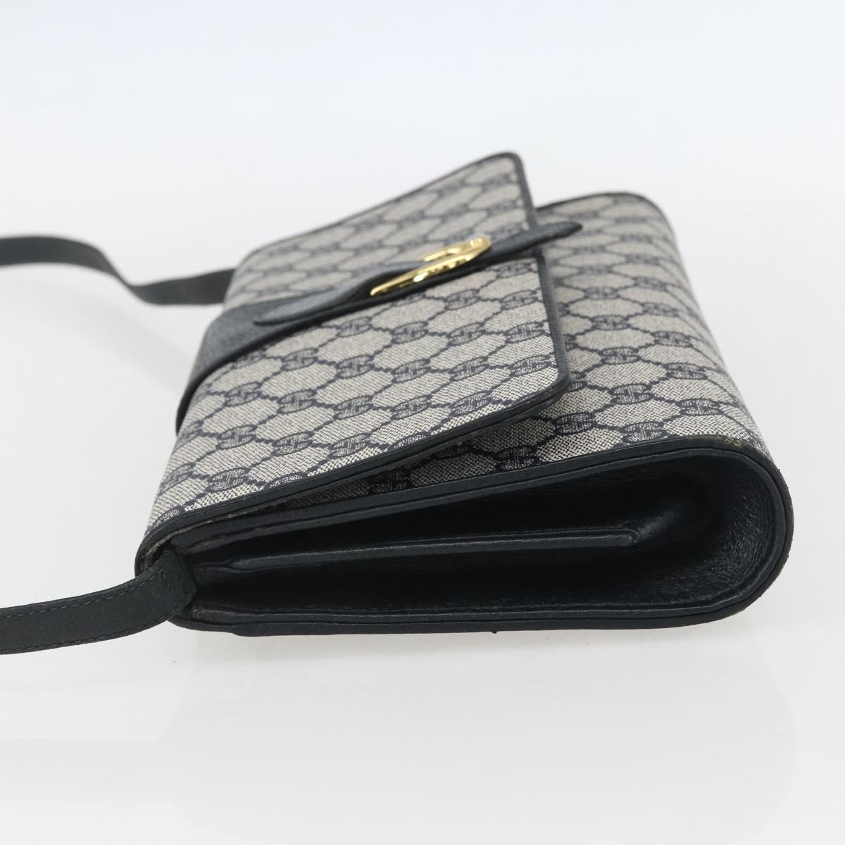 GUCCI GG Supreme Sherry Line Shoulder Bag PVC Red Navy Auth 155552