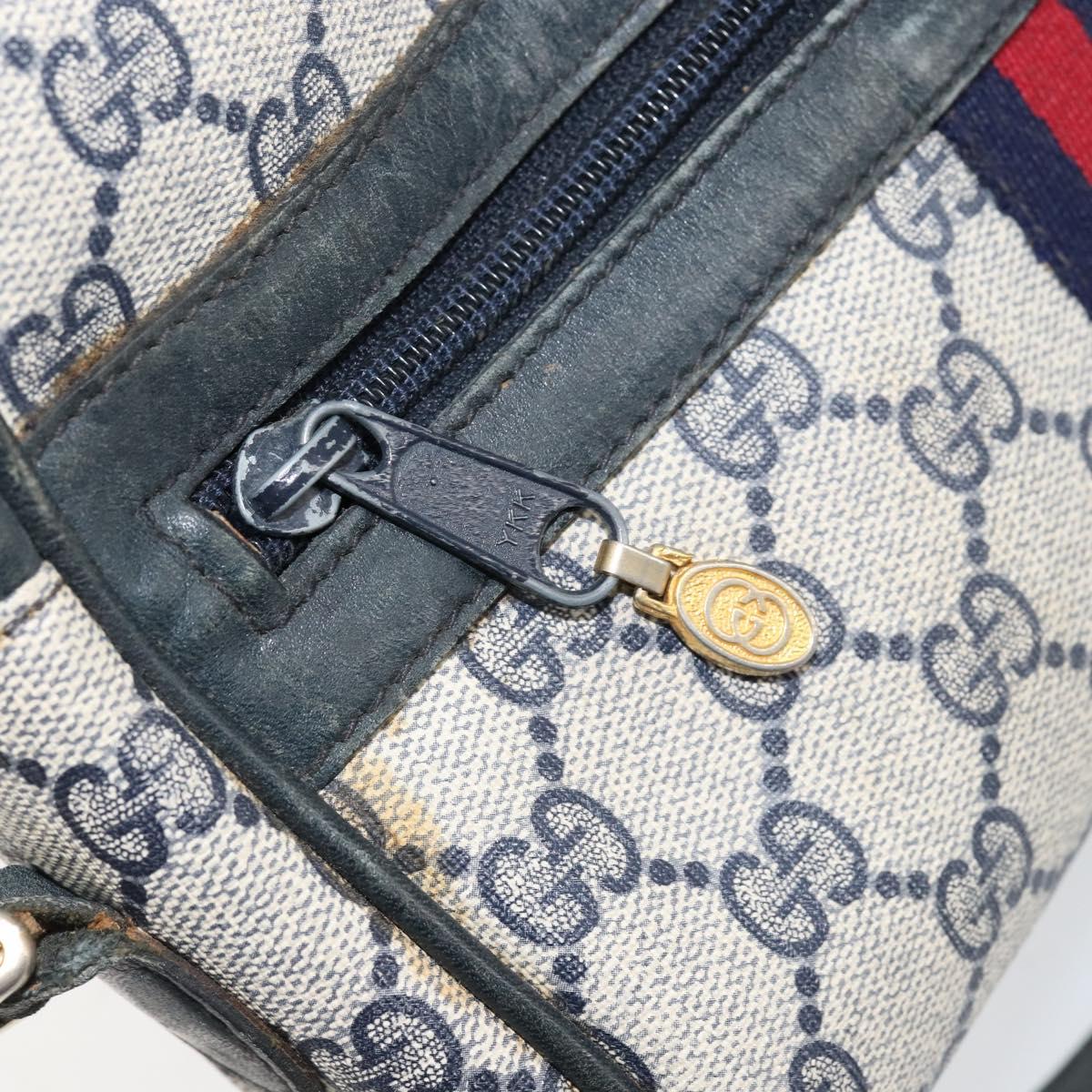 GUCCI GG Supreme Sherry Line Shoulder Bag PVC Navy Gold 010 378 Auth 155553