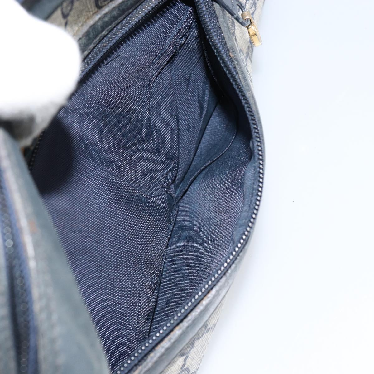 GUCCI GG Supreme Sherry Line Shoulder Bag PVC Navy Gold 010 378 Auth 155553