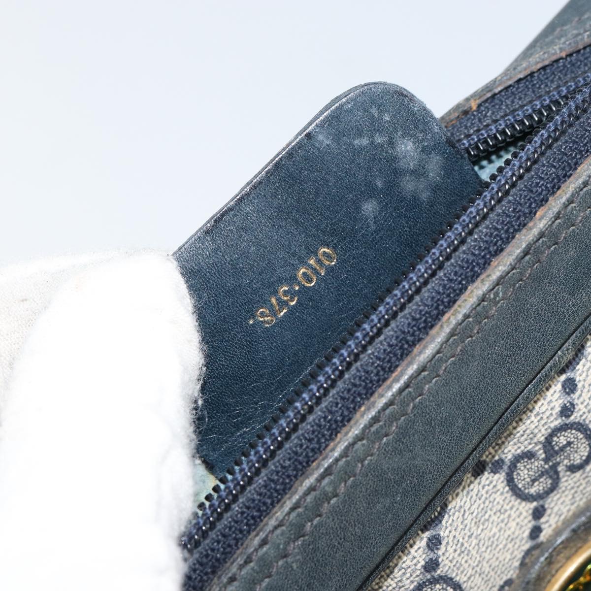 GUCCI GG Supreme Sherry Line Shoulder Bag PVC Navy Gold 010 378 Auth 155553