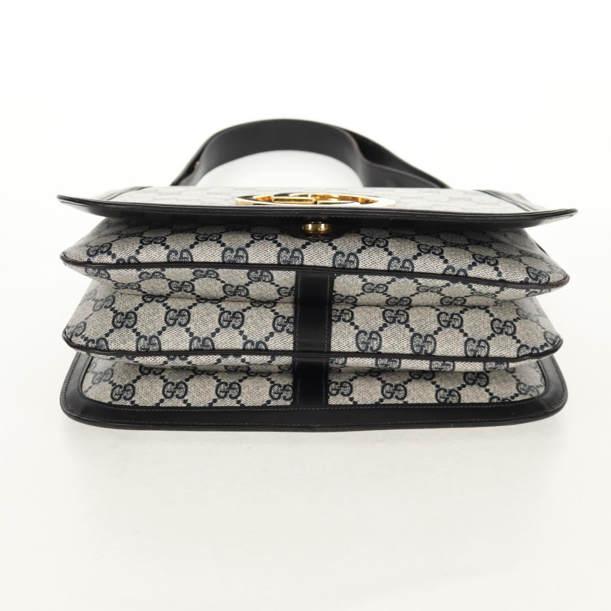 GUCCI Interlocking GG Supreme Shoulder Bag PVC Navy Gold Auth 155554V