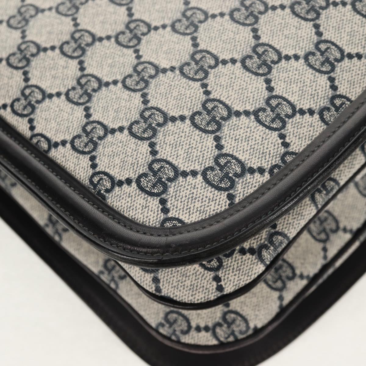 GUCCI Interlocking GG Supreme Shoulder Bag PVC Navy Gold Auth 155554V