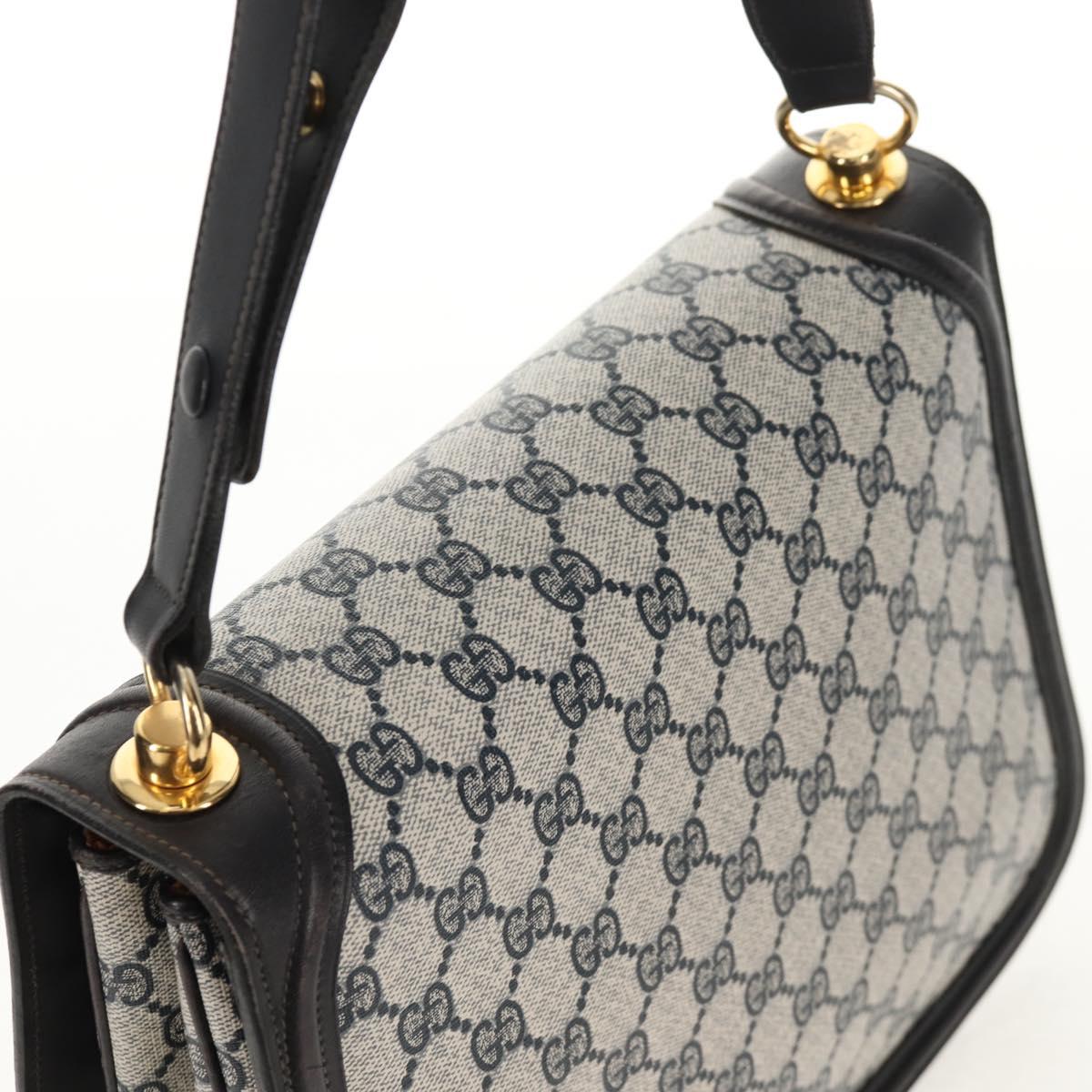 GUCCI Interlocking GG Supreme Shoulder Bag PVC Navy Gold Auth 155554V