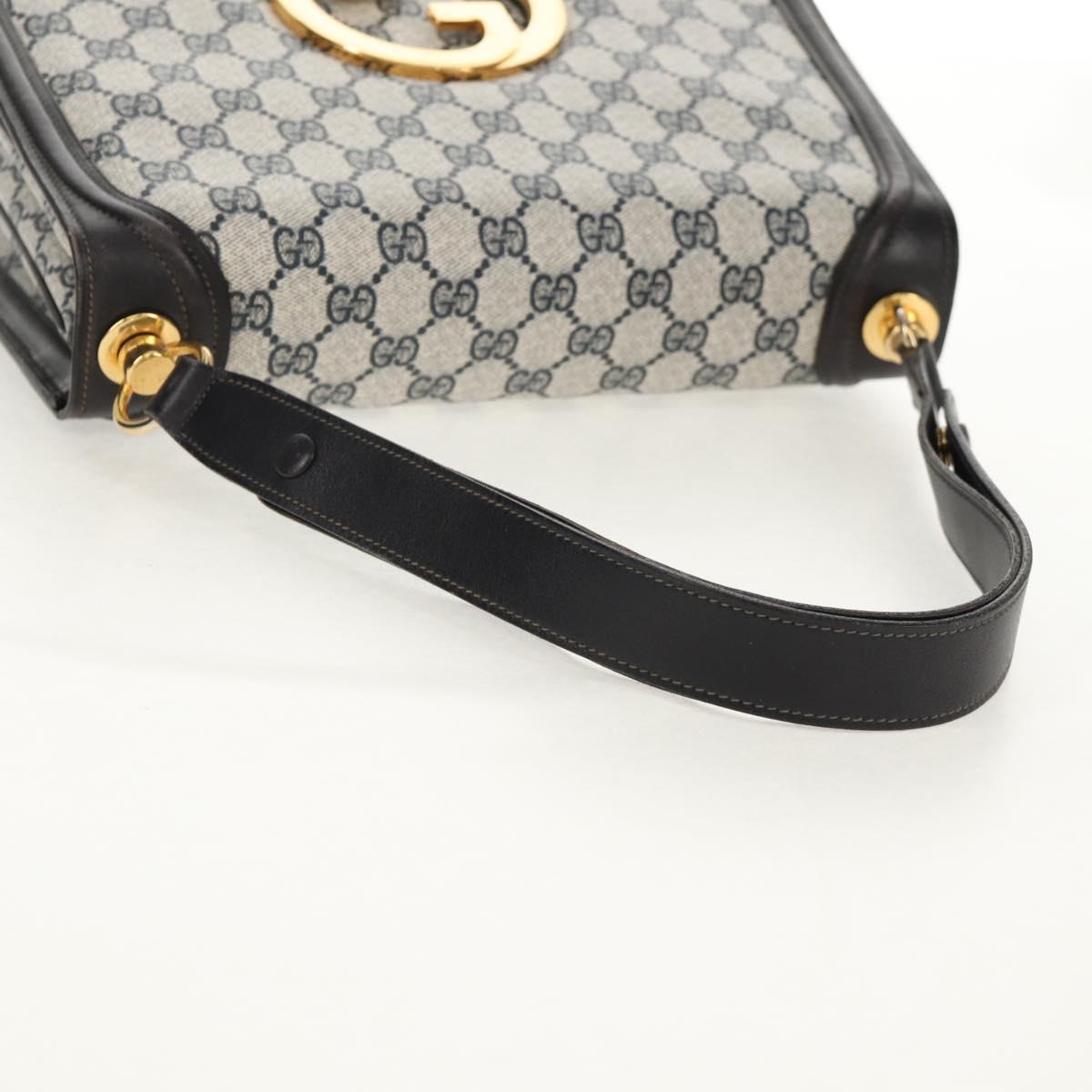 GUCCI Interlocking GG Supreme Shoulder Bag PVC Navy Gold Auth 155554V