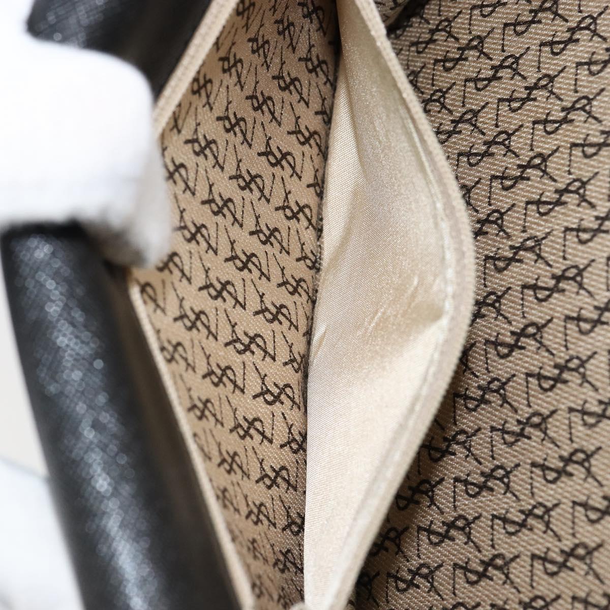 SAINT LAURENT Clutch Bag Leather Black Gold Auth 155556