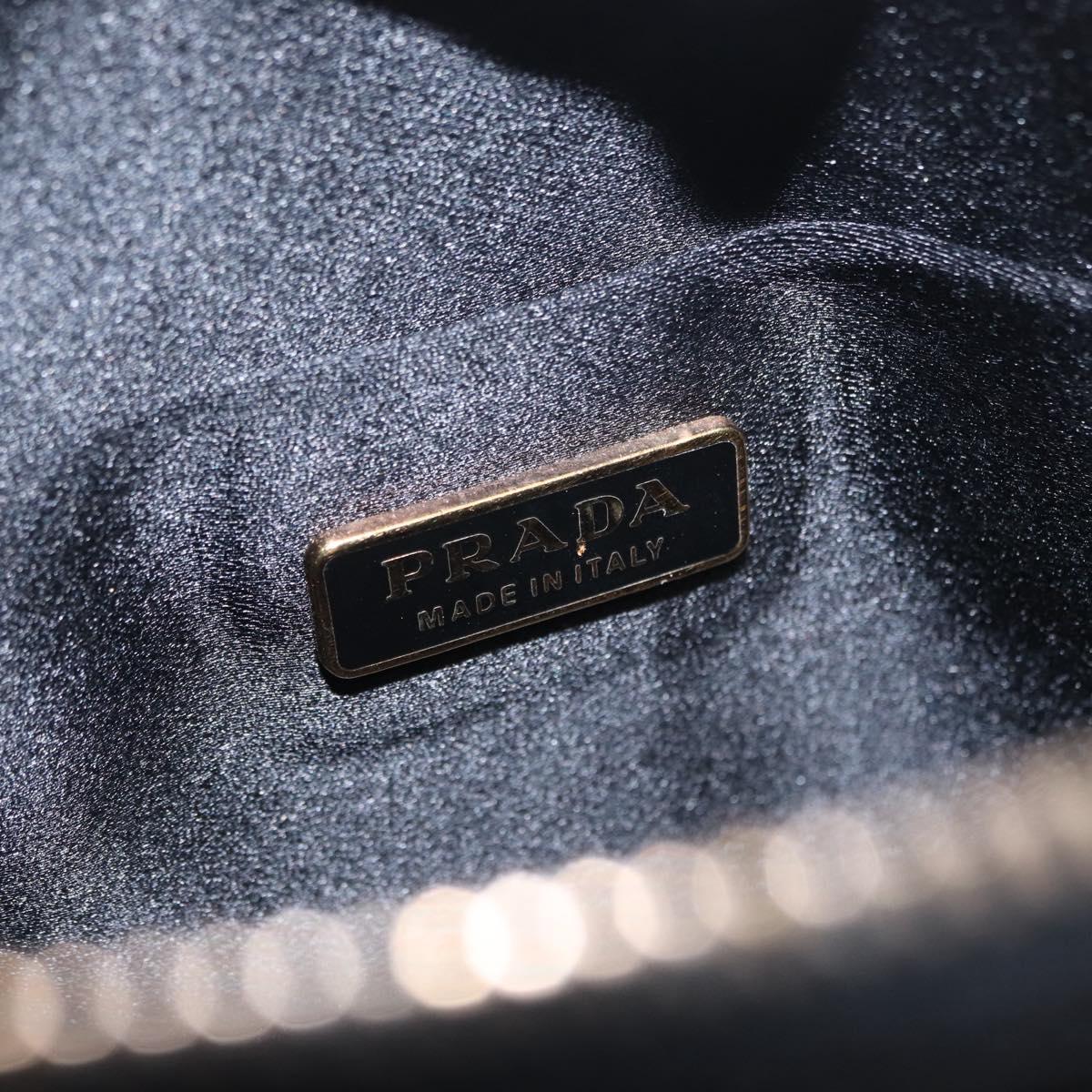 PRADA Hand Bag Leather Black Gold Auth 155558