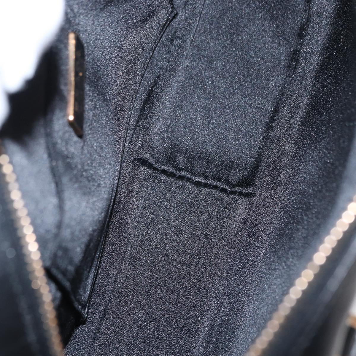 PRADA Hand Bag Leather Black Gold Auth 155558